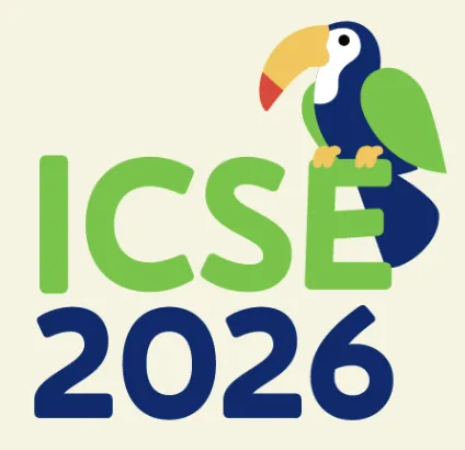 Logo of the conference showing the text "ICSE 2026" and a stylized tropical bird